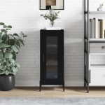 vidaXL Servantă, negru, 34,5x34x90 cm, lemn compozit vidaXL Servantă, negru, 34,5x34x90 cm, lemn compozit