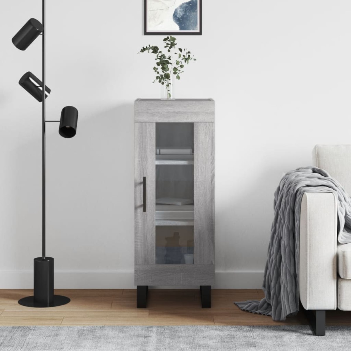 vidaXL Servantă, gri sonoma, 34,5x34x90 cm, lemn compozit