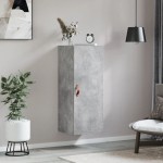 vidaXL Dulap montat pe perete, gri beton, 34,5x34x90 cm