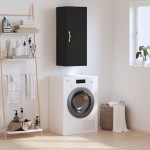 vidaXL Dulap montat pe perete, negru, 34,5x34x90 cm