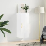 vidaXL Dulap montat pe perete, alb extralucios, 34,5x34x90 cm