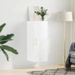 vidaXL Dulap montat pe perete, alb extralucios, 34,5x34x90 cm