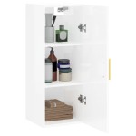 vidaXL Dulap montat pe perete, alb extralucios, 34,5x34x90 cm