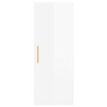 vidaXL Dulap montat pe perete, alb extralucios, 34,5x34x90 cm