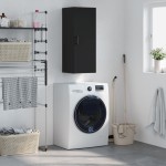vidaXL Dulap montat pe perete, negru, 34,5x34x90 cm