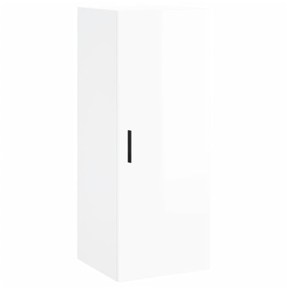 vidaXL Dulap montat pe perete, alb extralucios, 34,5x34x90 cm