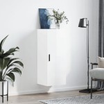 vidaXL Dulap montat pe perete, alb extralucios, 34,5x34x90 cm