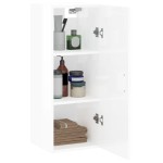 vidaXL Dulap montat pe perete, alb extralucios, 34,5x34x90 cm