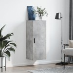 vidaXL Dulap montat pe perete, gri beton, 34,5x34x90 cm