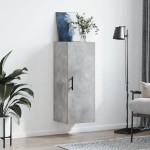 vidaXL Dulap montat pe perete, gri beton, 34,5x34x90 cm