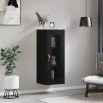 vidaXL Dulap montat pe perete, negru, 34,5x34x90 cm