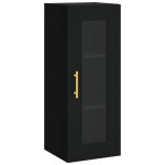 vidaXL Dulap montat pe perete, negru, 34,5x34x90 cm