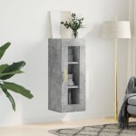 vidaXL Dulap montat pe perete, gri beton, 34,5x34x90 cm
