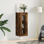 vidaXL Dulap montat pe perete, stejar fumuriu, 34,5x34x90 cm