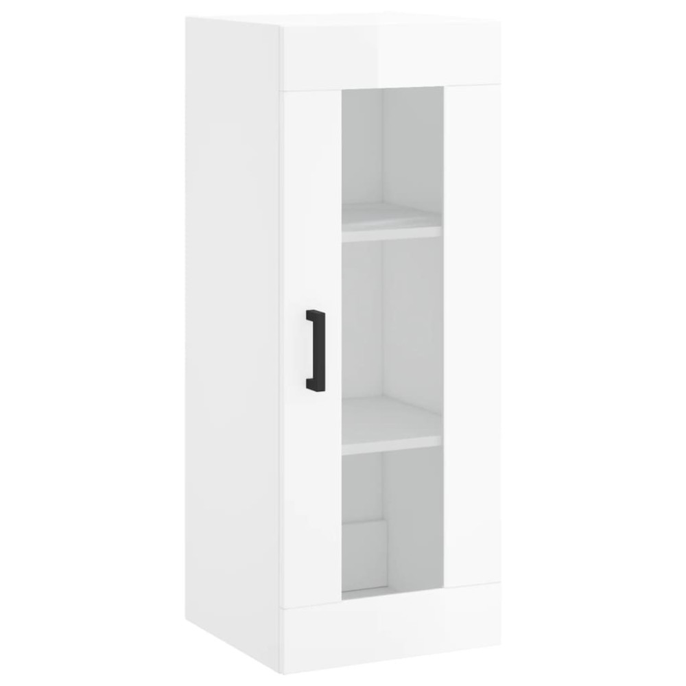 vidaXL Dulap montat pe perete, alb extralucios, 34,5x34x90 cm