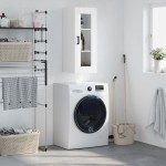 vidaXL Dulap montat pe perete, alb extralucios, 34,5x34x90 cm