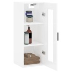 vidaXL Dulap montat pe perete, alb extralucios, 34,5x34x90 cm