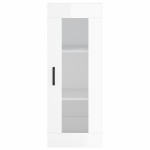 vidaXL Dulap montat pe perete, alb extralucios, 34,5x34x90 cm