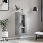 vidaXL Dulap montat pe perete, gri beton, 34,5x34x90 cm