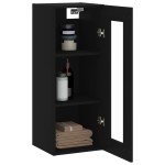 vidaXL Dulap montat pe perete, negru, 34,5x34x90 cm