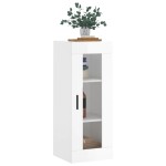 vidaXL Dulap montat pe perete, alb extralucios, 34,5x34x90 cm