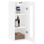 vidaXL Dulap montat pe perete, alb extralucios, 34,5x34x90 cm