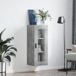 vidaXL Dulap montat pe perete, gri beton, 34,5x34x90 cm