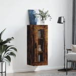 vidaXL Dulap montat pe perete, stejar fumuriu, 34,5x34x90 cm