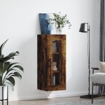 vidaXL Dulap montat pe perete, stejar fumuriu, 34,5x34x90 cm