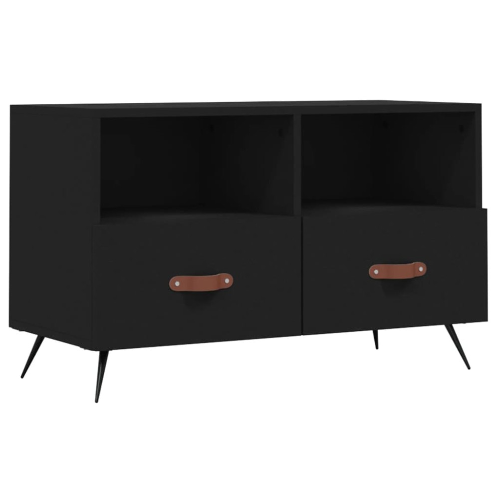 vidaXL Comodă TV, negru, 80x36x50 cm, lemn prelucrat