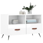 vidaXL Comodă TV, alb extralucios, 80x36x50 cm, lemn prelucrat vidaXL Comodă TV, alb extralucios, 80x36x50 cm, lemn prelucrat