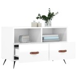 vidaXL Comodă TV, alb extralucios, 80x36x50 cm, lemn prelucrat vidaXL Comodă TV, alb extralucios, 80x36x50 cm, lemn prelucrat