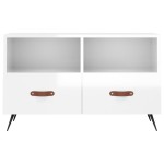 vidaXL Comodă TV, alb extralucios, 80x36x50 cm, lemn prelucrat vidaXL Comodă TV, alb extralucios, 80x36x50 cm, lemn prelucrat