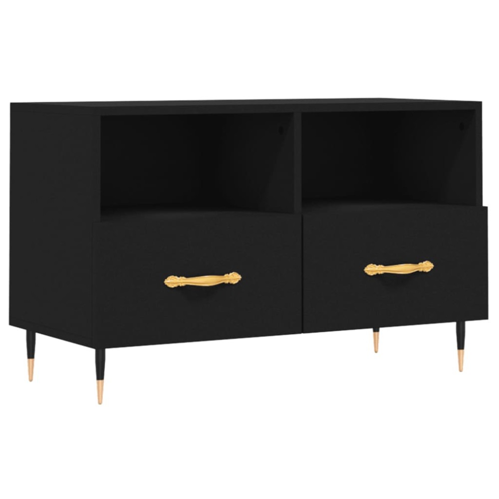 vidaXL Comodă TV, negru, 80x36x50 cm, lemn prelucrat