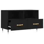vidaXL Comodă TV, negru, 80x36x50 cm, lemn prelucrat