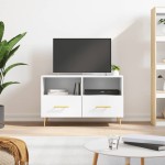 vidaXL Comodă TV, alb, 80x36x50 cm, lemn prelucrat vidaXL Comodă TV, alb, 80x36x50 cm, lemn prelucrat