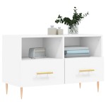 vidaXL Comodă TV, alb, 80x36x50 cm, lemn prelucrat vidaXL Comodă TV, alb, 80x36x50 cm, lemn prelucrat