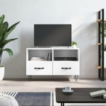 vidaXL Comodă TV, alb, 80x36x50 cm, lemn prelucrat vidaXL Comodă TV, alb, 80x36x50 cm, lemn prelucrat