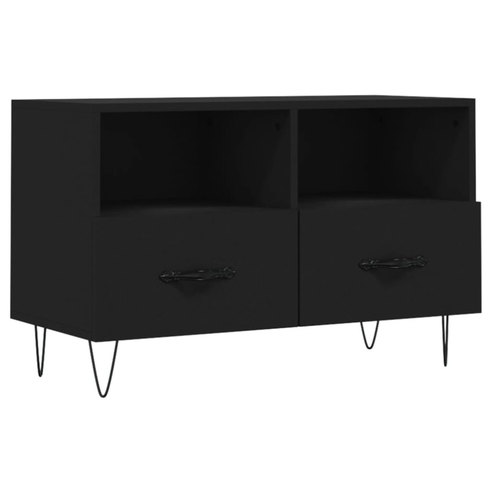 vidaXL Comodă TV, negru, 80x36x50 cm, lemn prelucrat