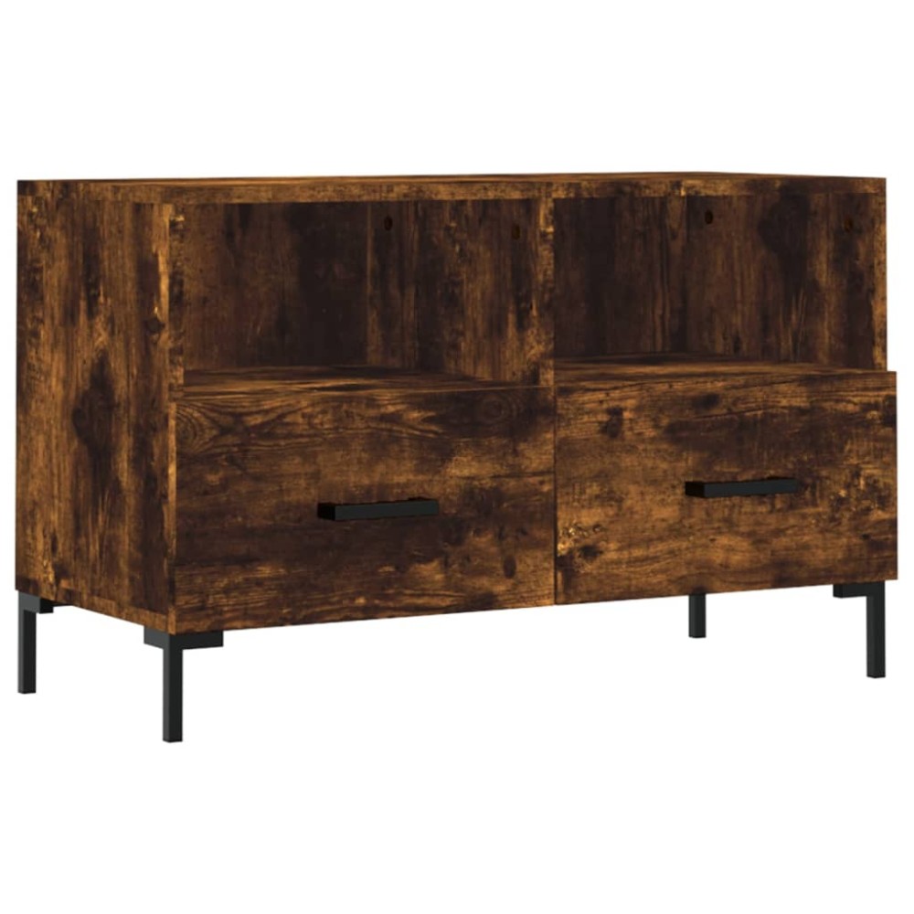 vidaXL Comodă TV, stejar fumuriu, 80x36x50 cm, lemn prelucrat
