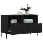vidaXL Comodă TV, negru, 80x36x50 cm, lemn prelucrat