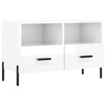 vidaXL Comodă TV, alb extralucios, 80x36x50 cm, lemn prelucrat vidaXL Comodă TV, alb extralucios, 80x36x50 cm, lemn prelucrat