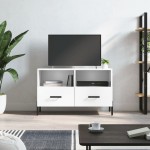 vidaXL Comodă TV, alb extralucios, 80x36x50 cm, lemn prelucrat vidaXL Comodă TV, alb extralucios, 80x36x50 cm, lemn prelucrat
