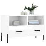 vidaXL Comodă TV, alb extralucios, 80x36x50 cm, lemn prelucrat vidaXL Comodă TV, alb extralucios, 80x36x50 cm, lemn prelucrat
