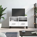 vidaXL Comodă TV, alb extralucios, 80x36x50 cm, lemn prelucrat vidaXL Comodă TV, alb extralucios, 80x36x50 cm, lemn prelucrat