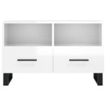 vidaXL Comodă TV, alb extralucios, 80x36x50 cm, lemn prelucrat vidaXL Comodă TV, alb extralucios, 80x36x50 cm, lemn prelucrat