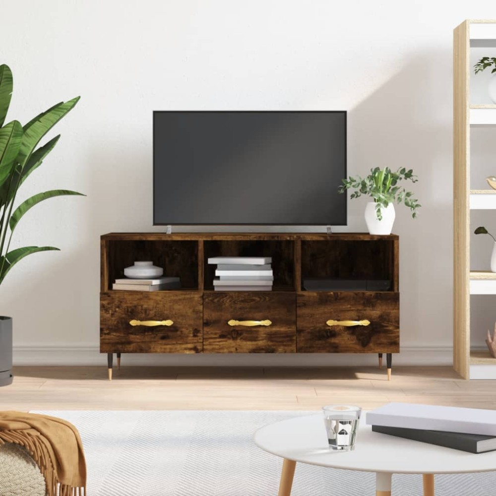 vidaXL Dulap TV stejar afumat, 102x36x50 cm, lemn prelucrat