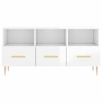 vidaXL Comodă TV, alb extralucios, 102x36x50 cm, lemn prelucrat