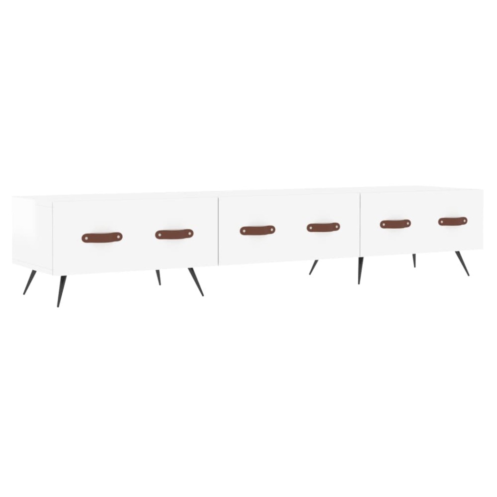 vidaXL Comodă TV, alb extralucios, 150x36x30 cm, lemn prelucrat