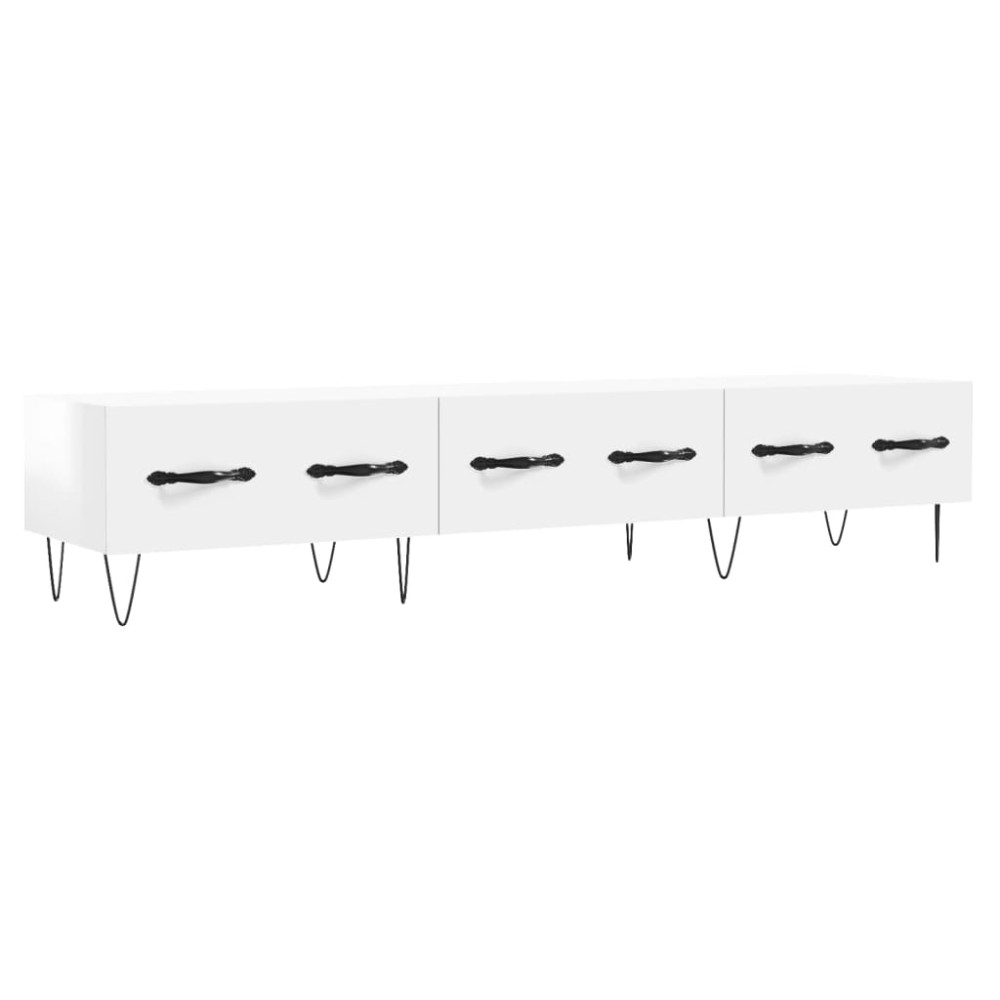 vidaXL Comodă TV, alb extralucios, 150x36x30 cm, lemn prelucrat